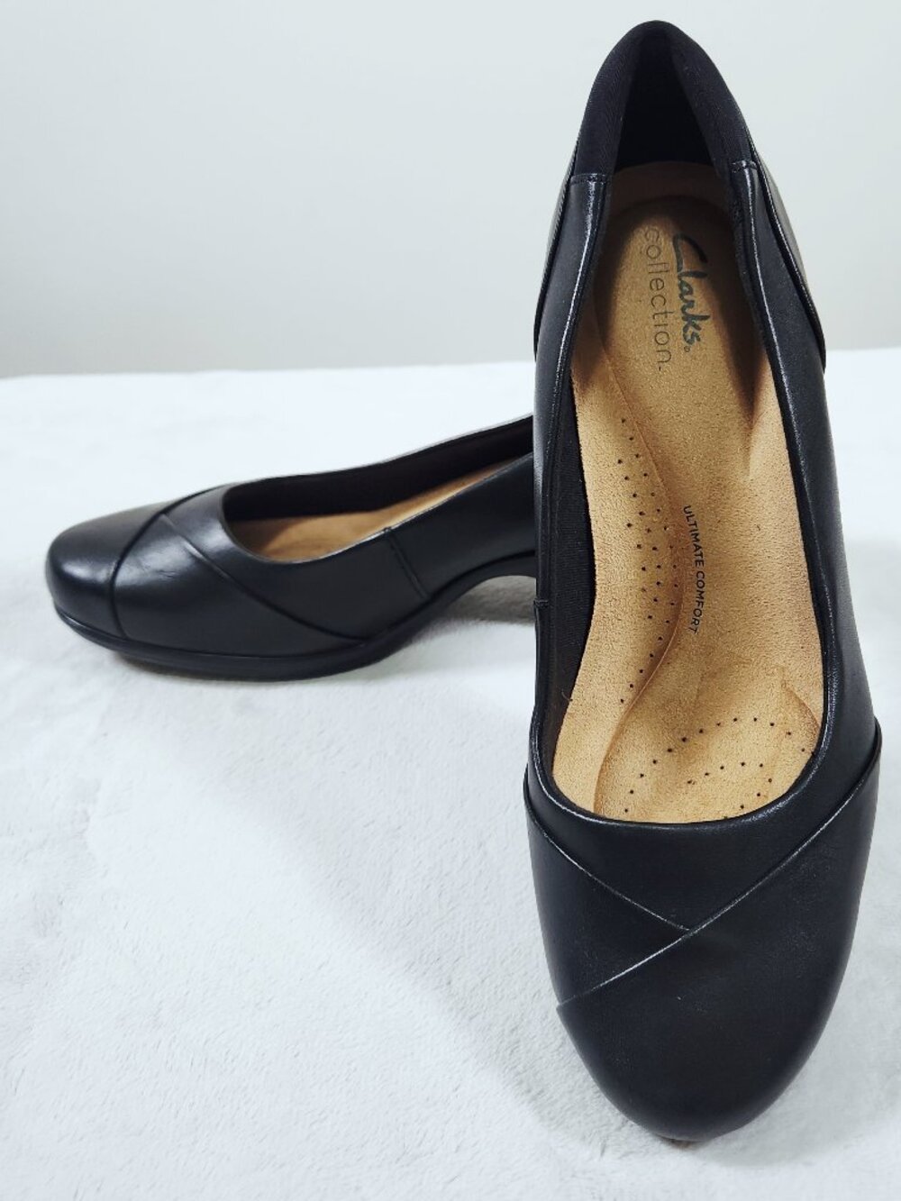 Clarks Collection Womens Shoes Size 8 Wide Black Ultimate Comfort 2 Inch Heel